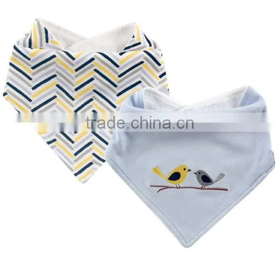 Alibaba china cute baby gift applique cotton custom absorbent dribbler wholesale bandana baby bibs