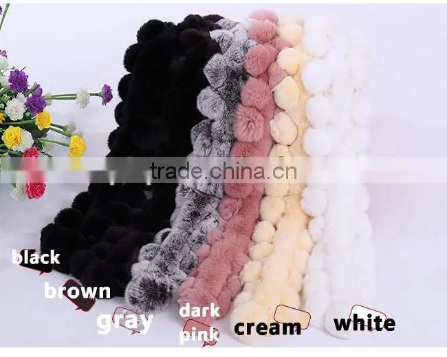 knitted rex rabbit fur scarf
