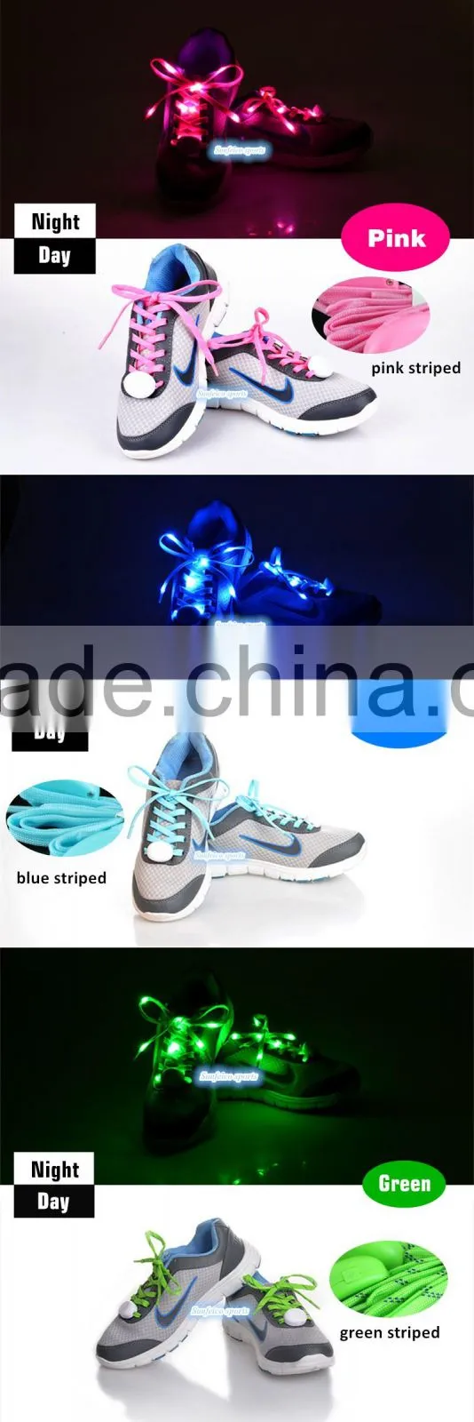 High Quality Nylon LED Shoe Laces - Party Led Flashing Cheerful Lighting Shoelace - Light Up Orange Glowing LED Shoelaces