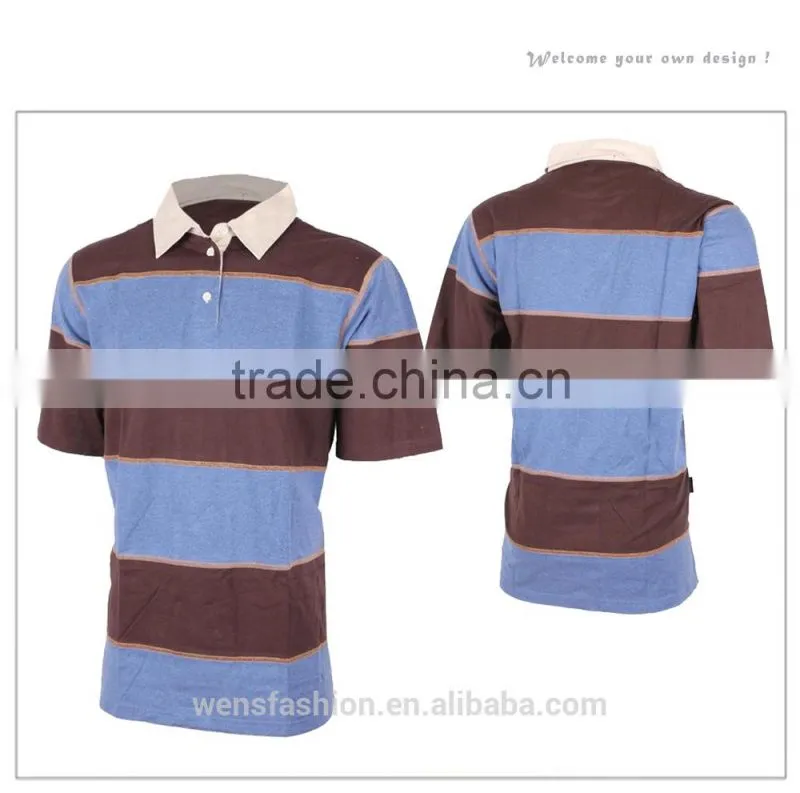 Dry fit Mens short sleeve wide horizontal striped polo tee