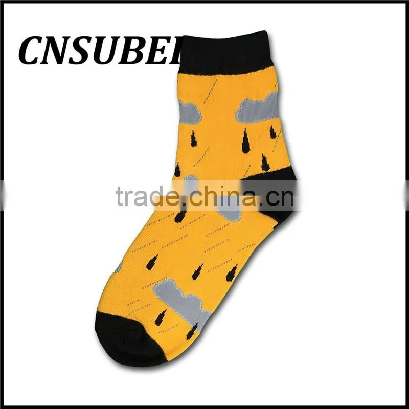 Customized men and women student cartoon weather rain popular candy color cotton socks