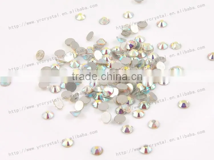 Round shape AB color no-hotfix silver foiling crystal flat back rhinestone