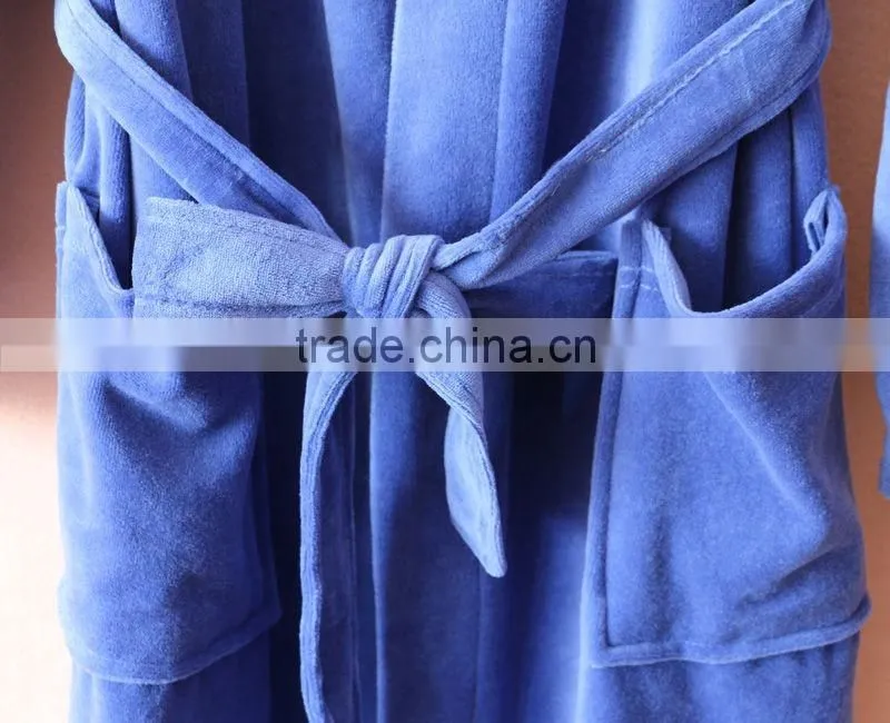 Luxury 5 star hotel velvet printed bath robe
