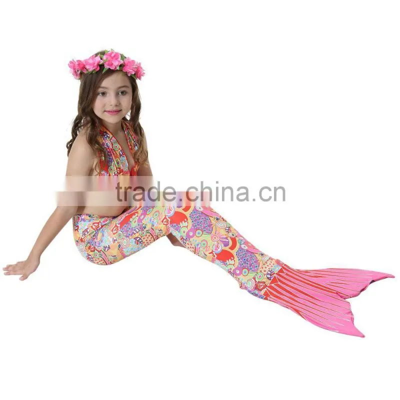 3pcs set Lovely Kid Mermaid Set Girls Swimsuit Mermaid Cosplay Costume