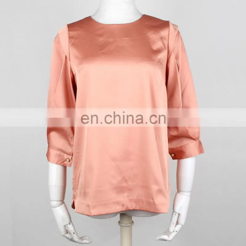 High quality 3/4 sleeve fashion chiffon lady top designer
