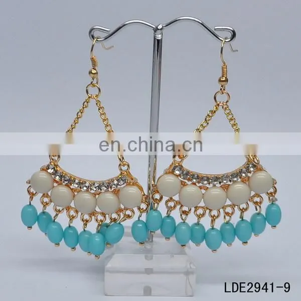 Brife light blue mint fan bubble teardrop adult women earrings