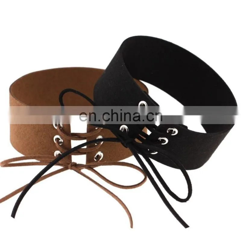 Fashion Suede Leather Wide Choker Collar Necklace