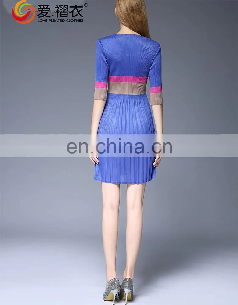 Short Sleeve Mix Color Summer One Piece Girls Dress For Girls
