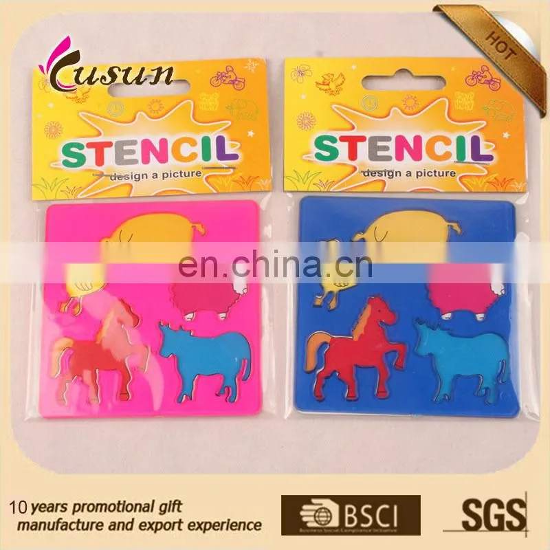 Funny and plastic novetly promotion cartoon animal stencil ruler for kids