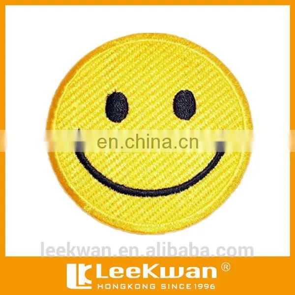 round&colorful smile face embroidery badge/patch/emblem sew-on garments or apparel