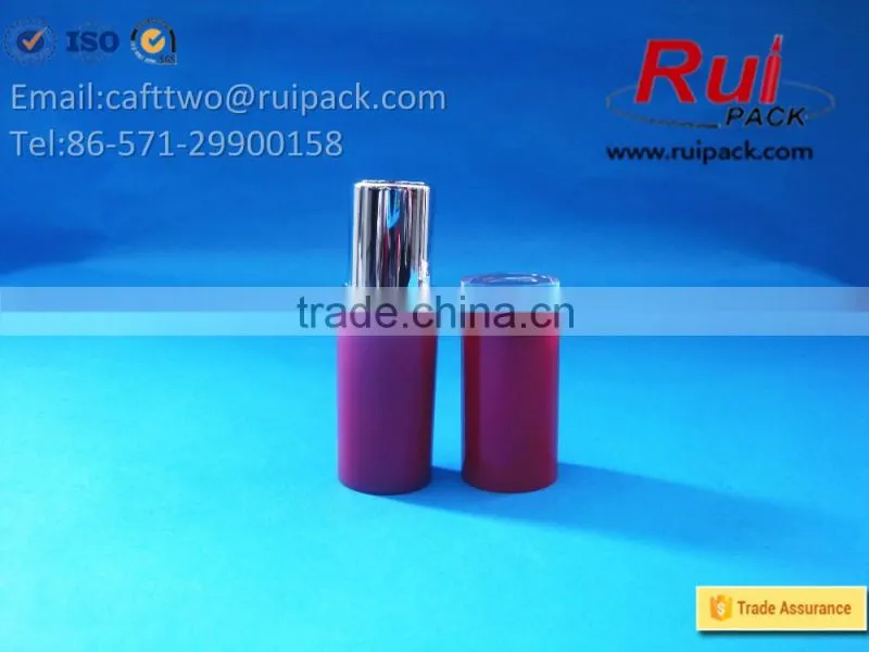 Round red lipstick tube with aluminum inner, lip cream container with clear head cover