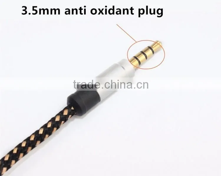 new products 2016 Quality nylon Fabric braided Aux cable 3.5mm male male colorful audio cable free samples