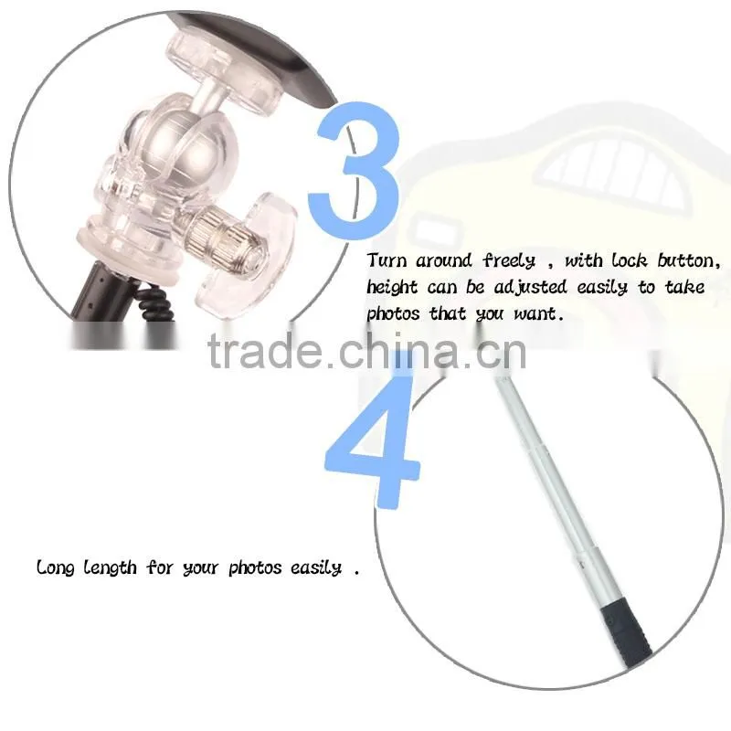 2016 innovative wired control selfie stick with colorful cable for smartphone