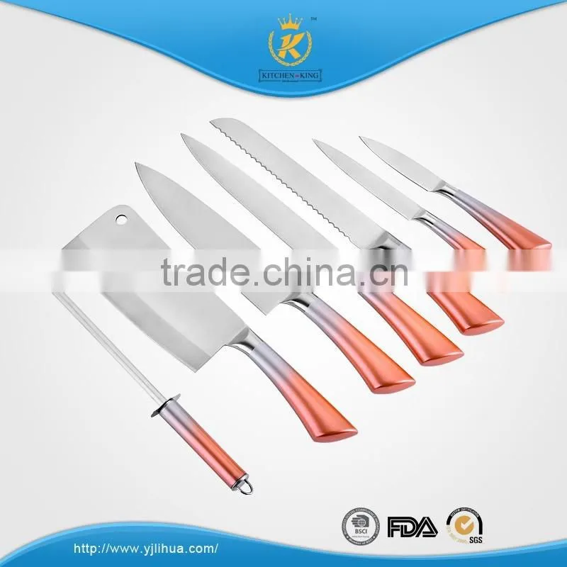 KITCHEN KING 8pcs hollow handle knife set with gradually changed non-stick coating effect