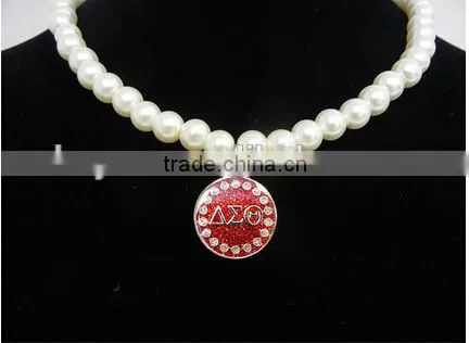 newnest round Delta Sigma Theta DST Sorority pearl Necklace pendant
