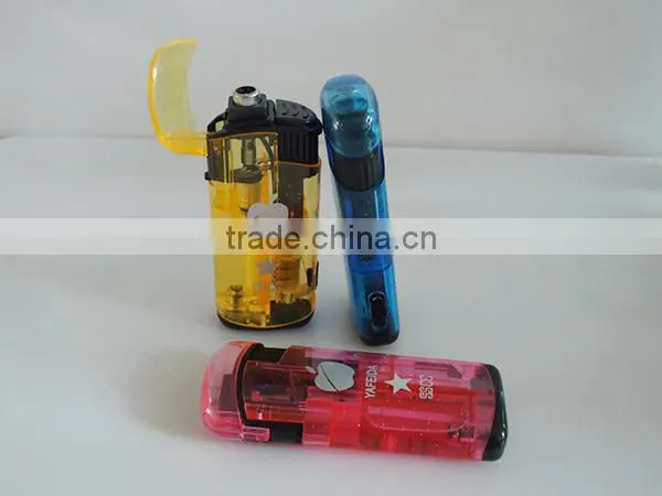 Fashion electric transparent printing logo refill valve cigarette lighter with flashlight