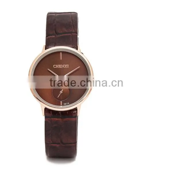 2016 Men Quartz Stainless Steel Back Geniune Leather Wrist Watch
