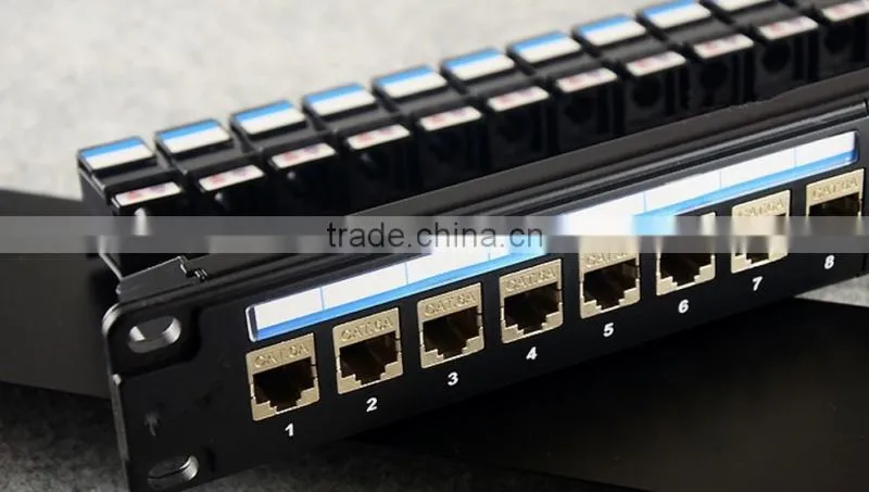 19" Fiber Optic Patch Panel Shielded 24 Port Cate6A Patch Panel