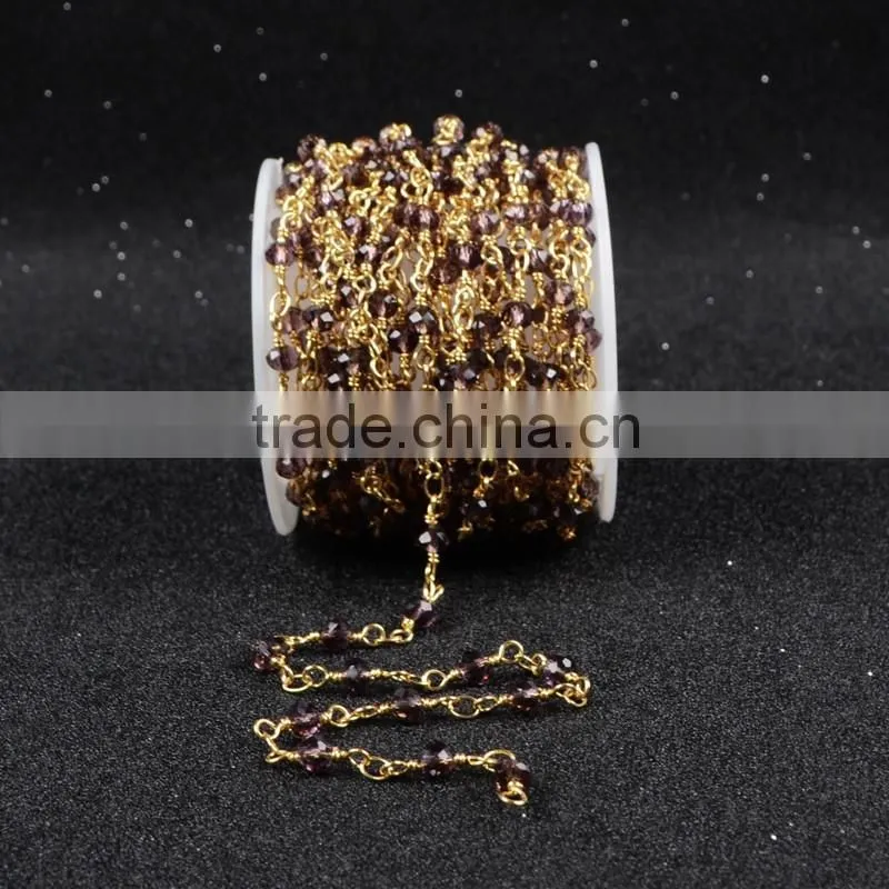 $4/meter by Trade Assurance- Natural Amethyst Stone Beaded Chain Roll-Free Shipping