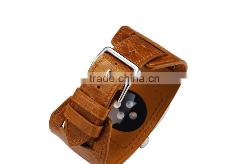 ICARER Double bukle Genuine Leather Watch Band For 38mm Apple Watch Bracelet with 3 Wear Method with watchband connector MT-4831