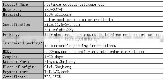 Portable outdoor silicone cup