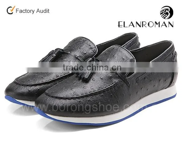Ostrich grain british vintage style men tassel shoes loafer