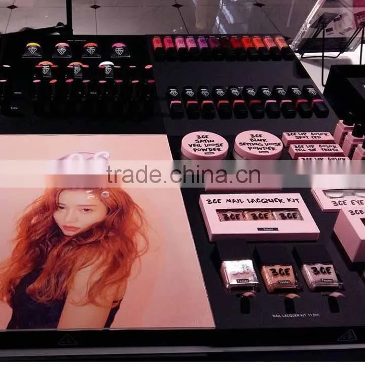3CE cosmetic display showcase acrylic makeup organizer makeup display stands perfume display stand