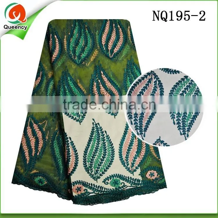 high quality african french lace fabric embroidery design tulle lace NQ194-5