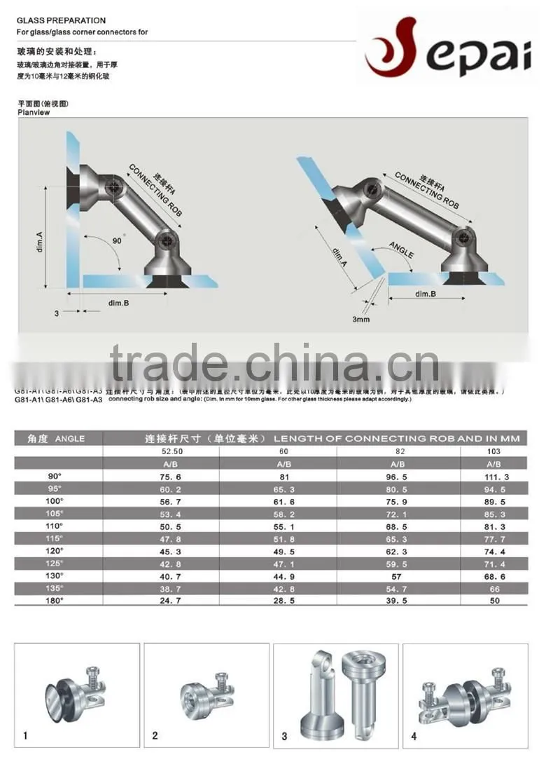 Factory hot sale frameless glass swing door fitting/sliding door fitting