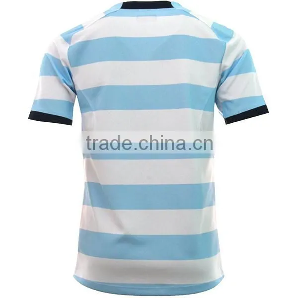 Stripe custom rugby jersey with tackle twill