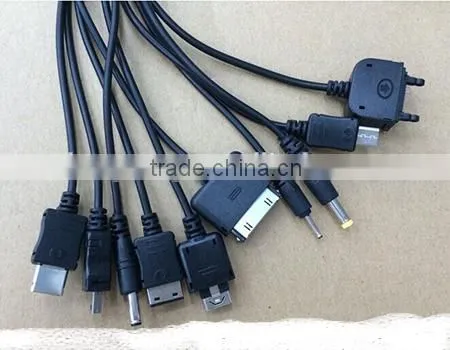 cheap customized pantone color multiple USB port charging cable, 10 in 1 multiple charging cable for smartphone