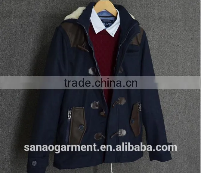2015 casual men's thicken hooded lambs cotton-padded jacket