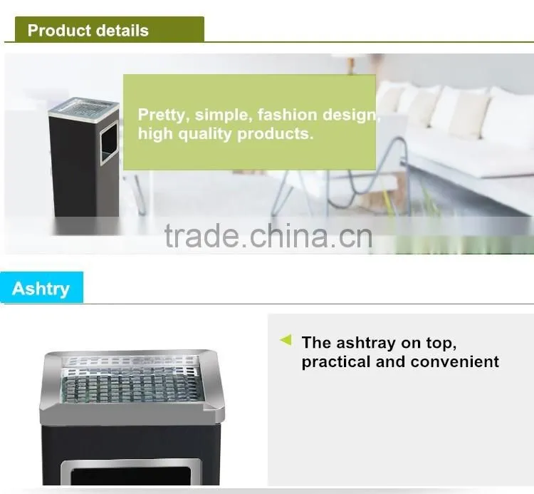 painting metal classical fashion open side lobby floor trash bin