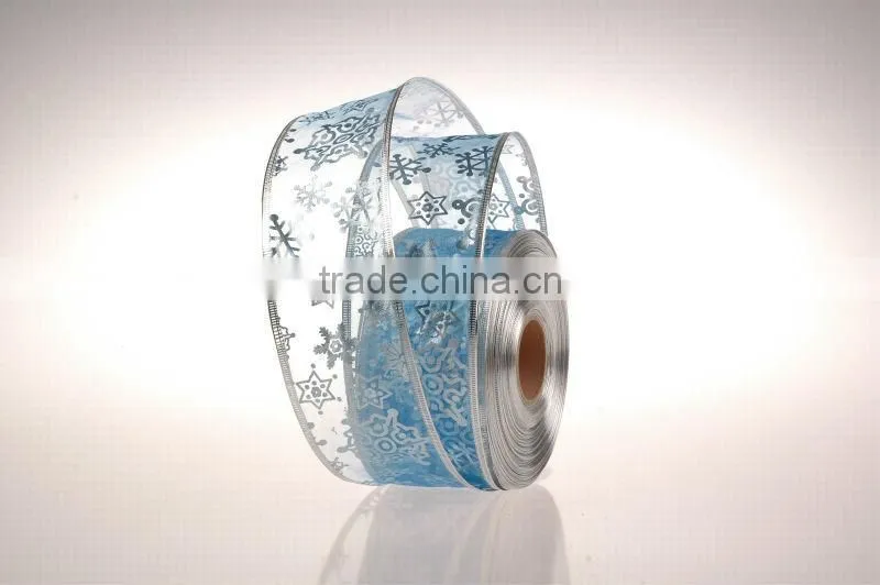 2014 New Design and Cheap Organza Chrismas Ribbon for Decoration