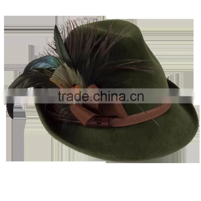 Wool Felt Trilby Fedora Hat with exaggerated decoration