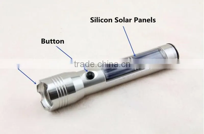 Colorful Box-2016 New Solar Aluminium Alloy Flexiable LED Flashlight Electronic Waterproof Torch