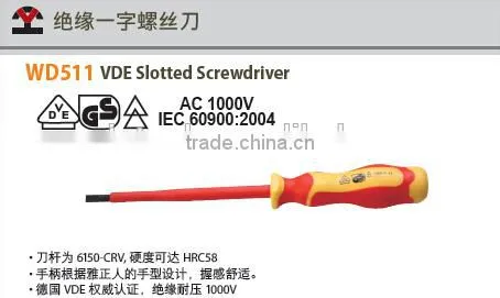 Insulated VDE Screwdriver, slotted screwdriver
