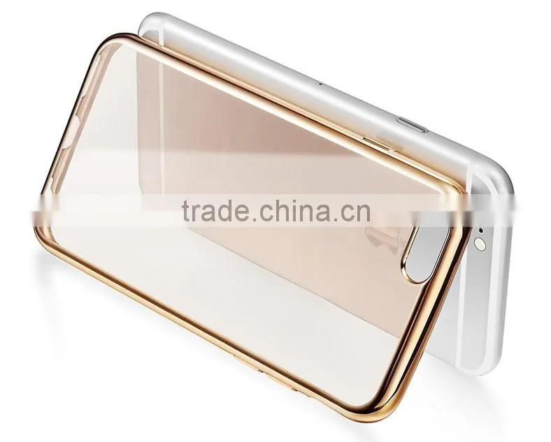 Wholesale hot selling mobile phone cover for iphone 6,electroplated transparent TPU mobile Phone cover For iphone 6