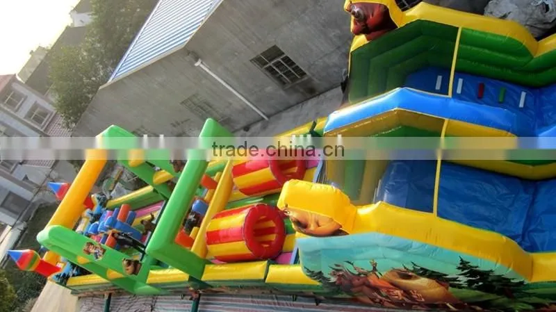 Bear Theme Amusement Park Obstacle course with Swing
