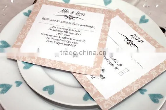 vintage flocking invitation card design with ribbon