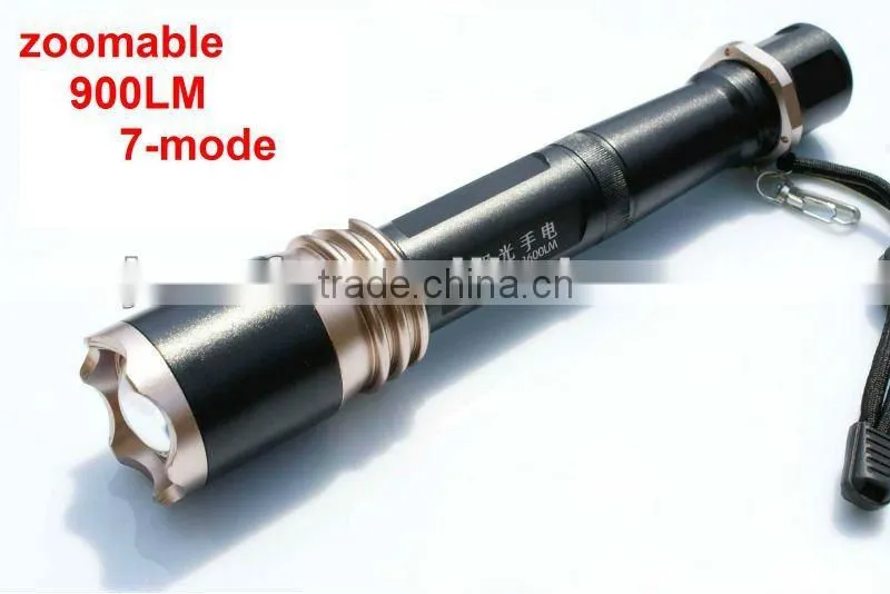 Waterproof aluminum alloy led torch rechargeable focus zoom high power flashlight