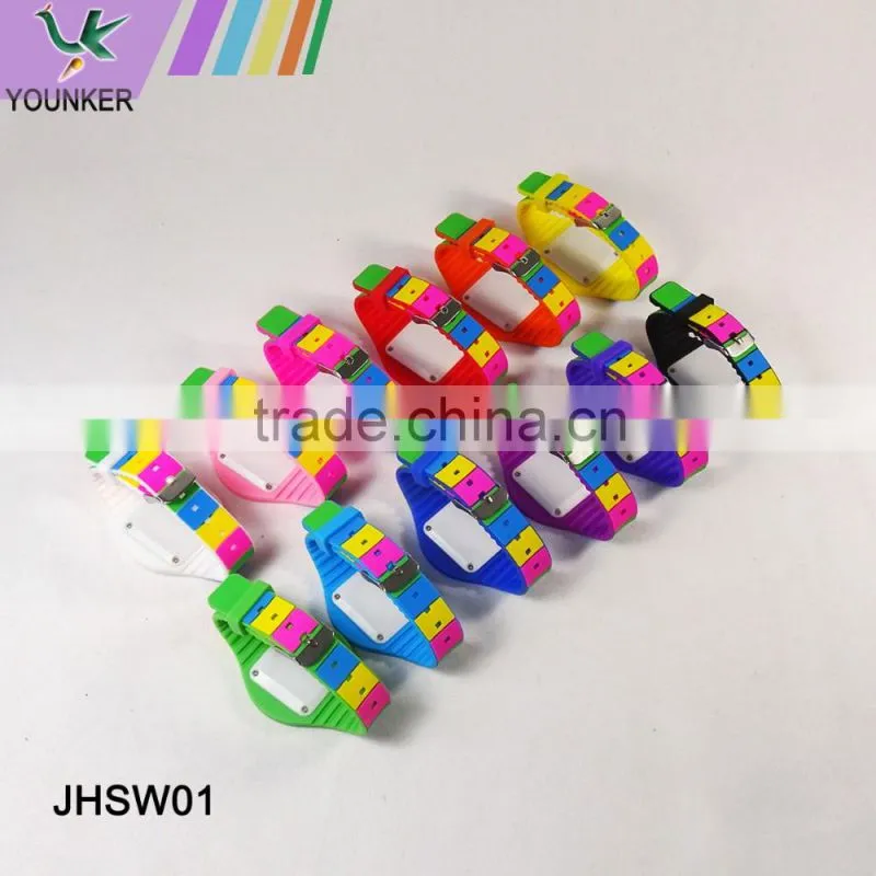 2016 Fashion Touch Screen LED Silicone Watch, Rainbow Band Led Silicone Watch