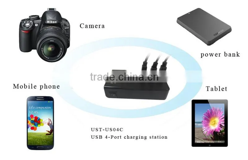 USB 4 Ports mobile phone charge station