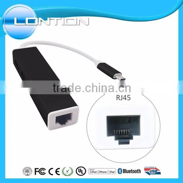 3 Port USB 3.0 Type C HUB With RJ45 Lan Ethernet Adapter