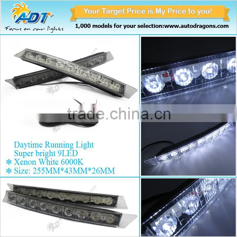 2x Car Light 9LED DRL Fog Driving Daylight Daytime Running LED White Head Lamp W