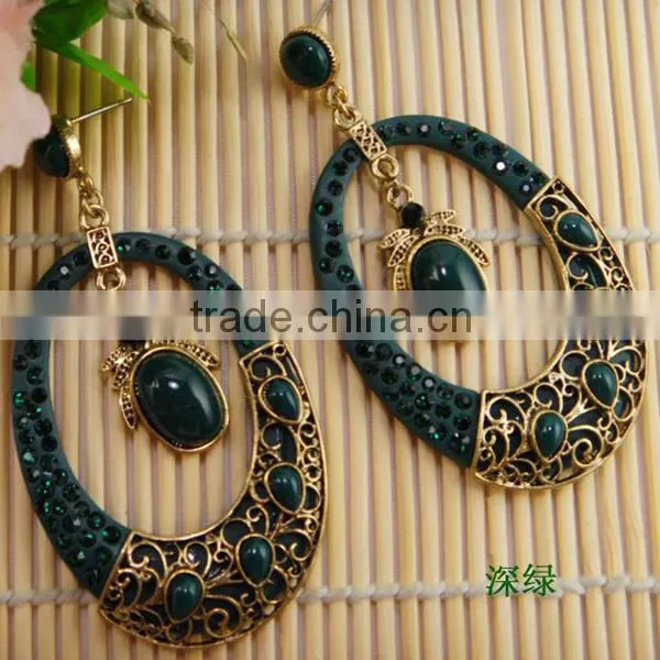 vogue ellipse round shaped hollow gold new design earring