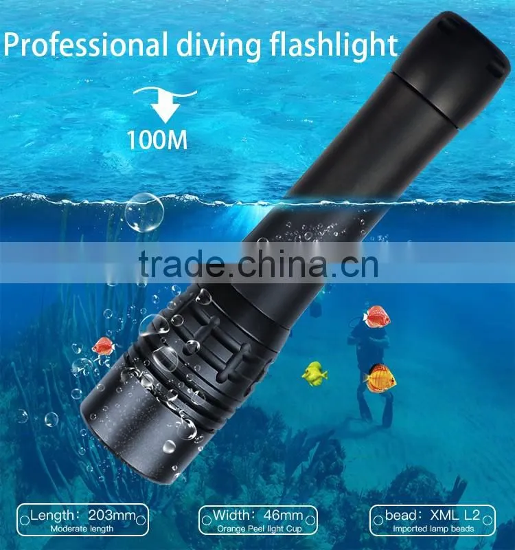 Factory Bulk Sale Magnetic Control Charging Aluminum Underwater 100m 1000 Lumen xm l2 shenzhen powerful diving torch