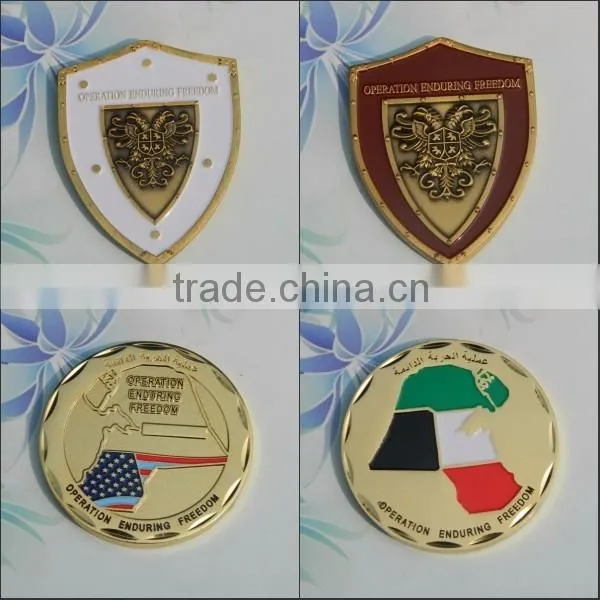 Free sample double sided gold coin custom