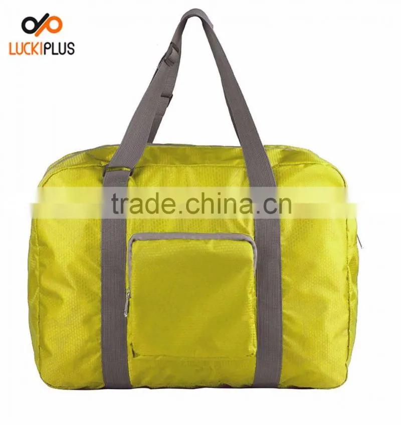 Luckiplus Foldable Travel Duffel Bag Luggage Sports Gym Water Resistant Nylon Yellow