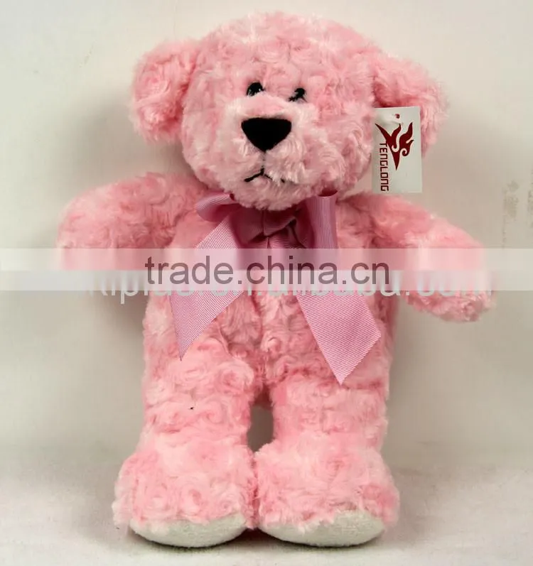 Luckiplus Hot Sale First Class Pink Bear With Pink Bowknot Safe Technology Toy For Kids